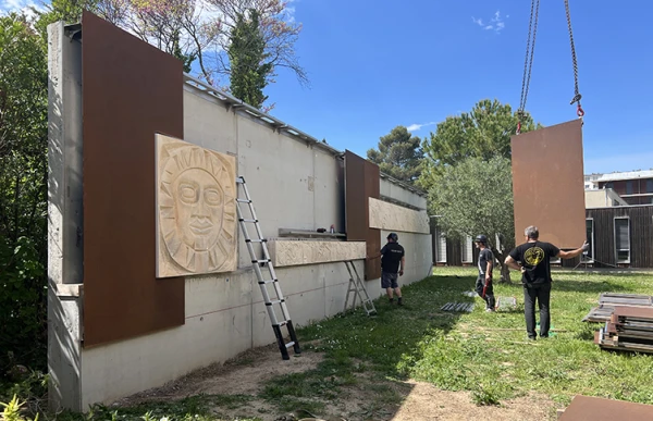 Bas-relief décoratif sculpté 1960, Jean-Charles Lallement